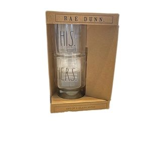 Rae Dunn His & Hers Glass Mug Set